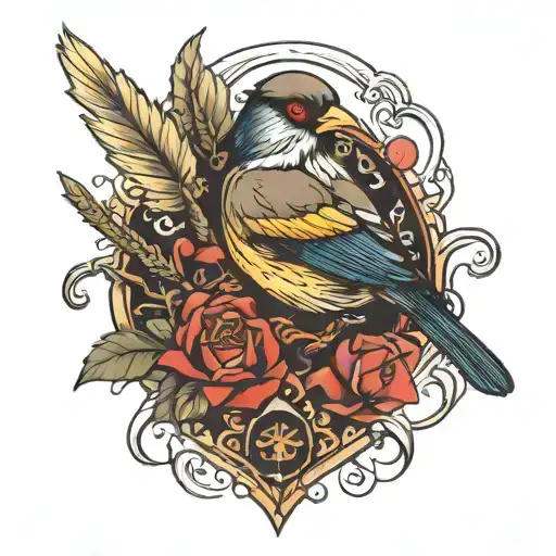evil sparrow tattoo design idea