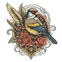 evil sparrow tattoo design idea