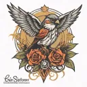 evil sparrow tattoo design idea