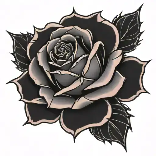 rose with spines tattoo design idea