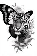 tiger butterfly tattoo design idea