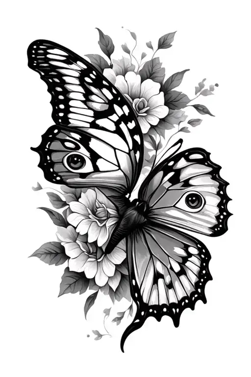 tiger butterfly tattoo design idea