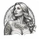 sexy woman with big naked breasts tattoo design idea
