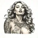 sexy woman with big naked breasts tattoo design idea