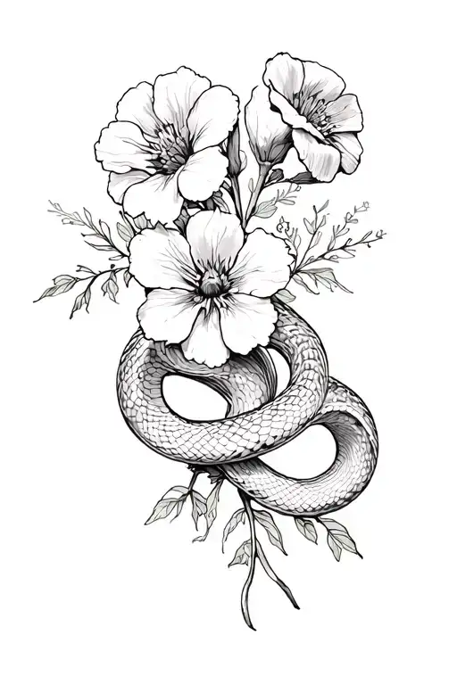 wallflowers with intertwining snake and butter knife tattoo design idea