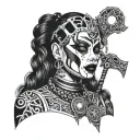  a juggalette with intricate face paint and a hatchet necklace tattoo design idea