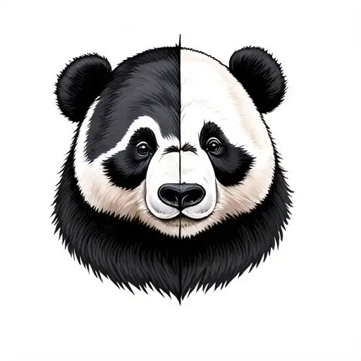 bear face what is left side polar and right side panda tattoo design idea