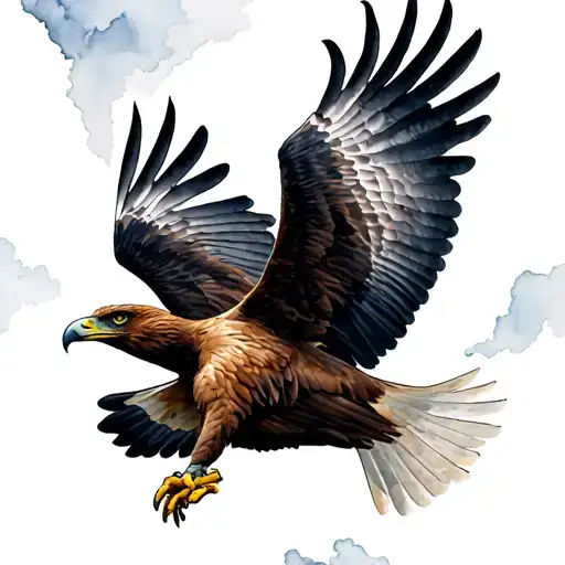 golden eagle soaring tattoo design idea