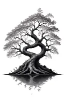 thin tree of life intertwined representing DNA double helix intertwined tattoo design idea