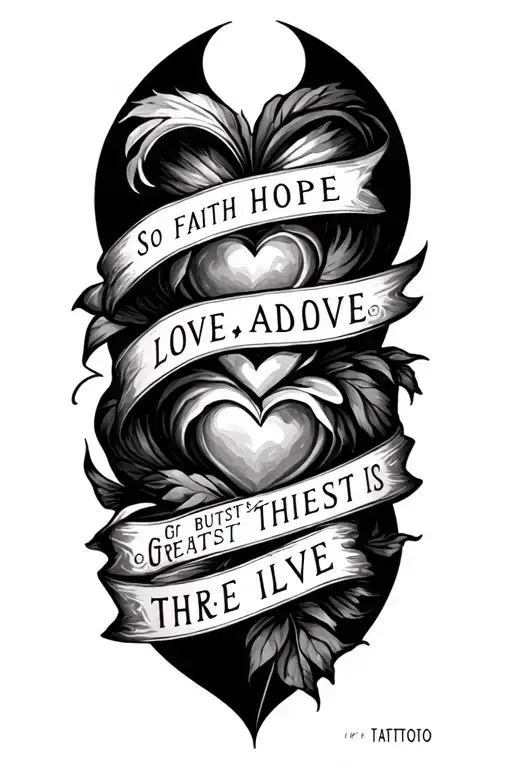 So faith, hope, and love abide these three but the greatest of these is love tattoo design idea