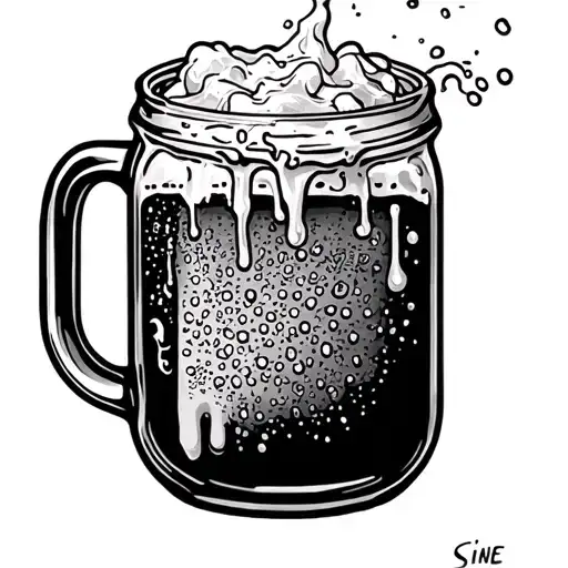 sine spilling beer in a jar tattoo design idea