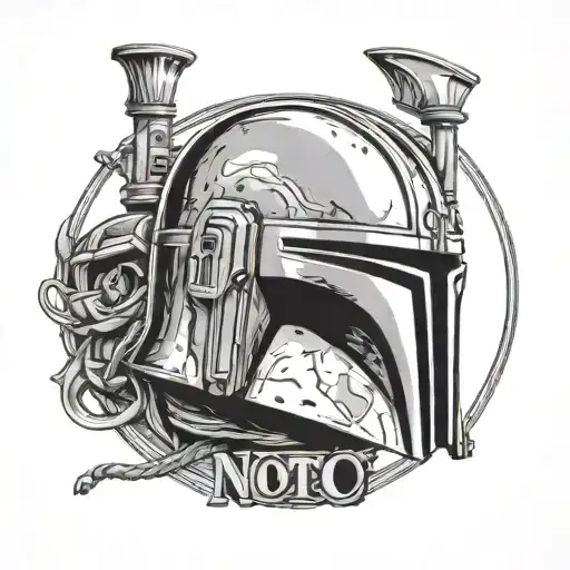 Mandalorian helmet with Notts county badge incorporated tattoo design idea