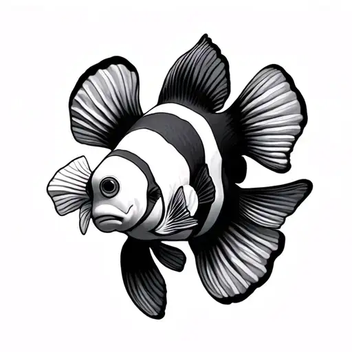 clown fish anenone  tattoo design idea