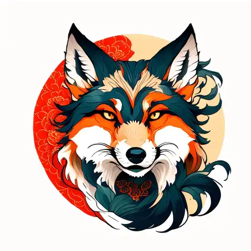 Fox and Wolf Yan Yang tattoo design idea