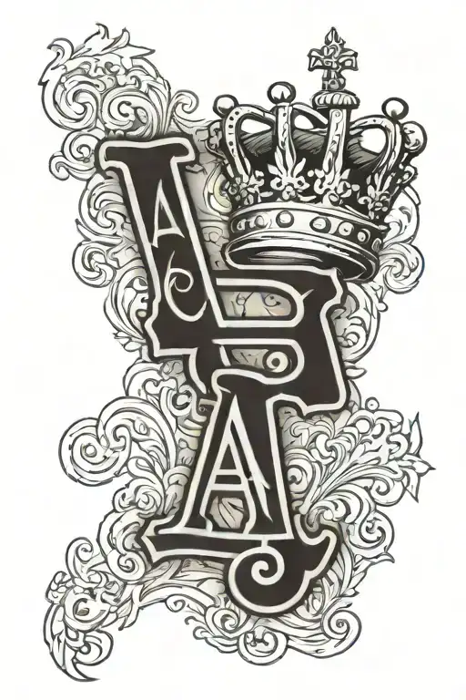 Name Allison with crown tilted over the A written in Old English tattoo design idea