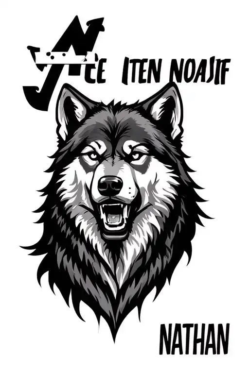 teen wolf themed tattoo with the name Nathan  tattoo design idea