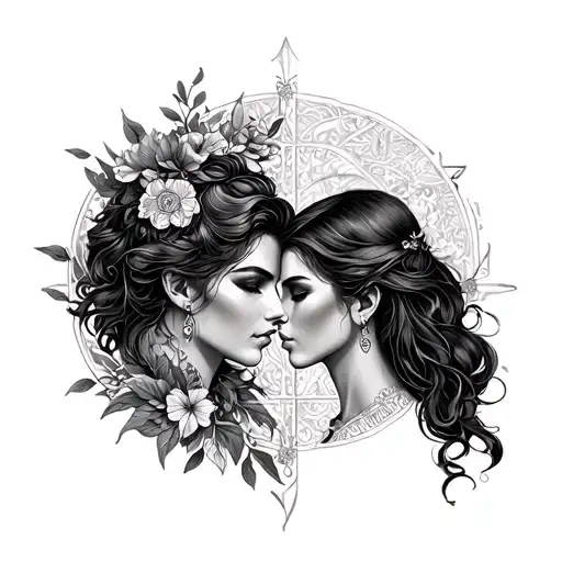 Gemini & cancer zodiac sign intertwined Tony & keri tattoo design idea