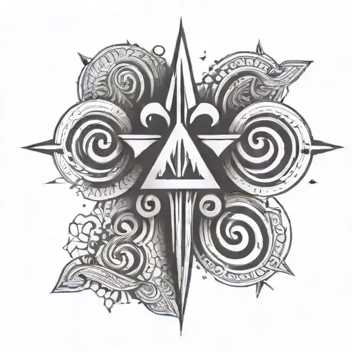 shivas trident with aries zodiac sign tattoo design idea