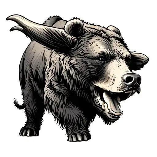 Trading chart bull vs bear tattoo design idea