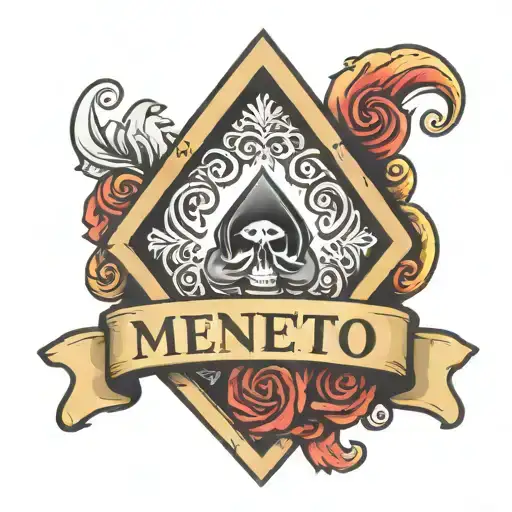 an ace of spades card with a banner above it that says "Memento Mori" tattoo design idea