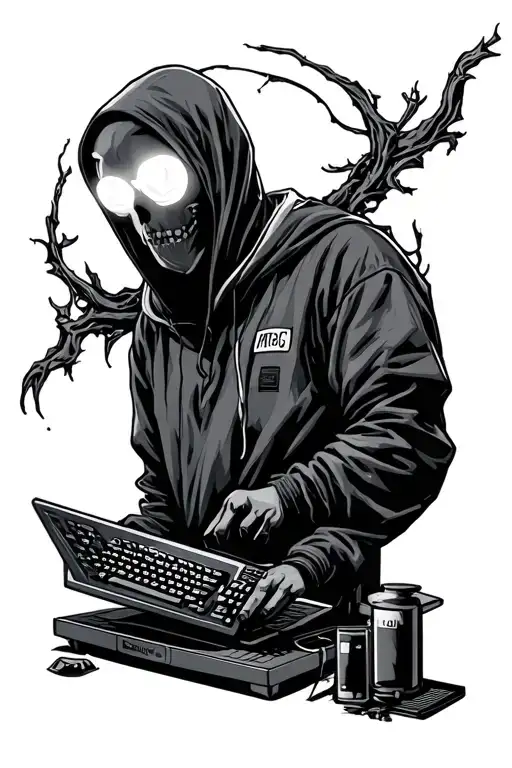 computer hacker tattoo design idea