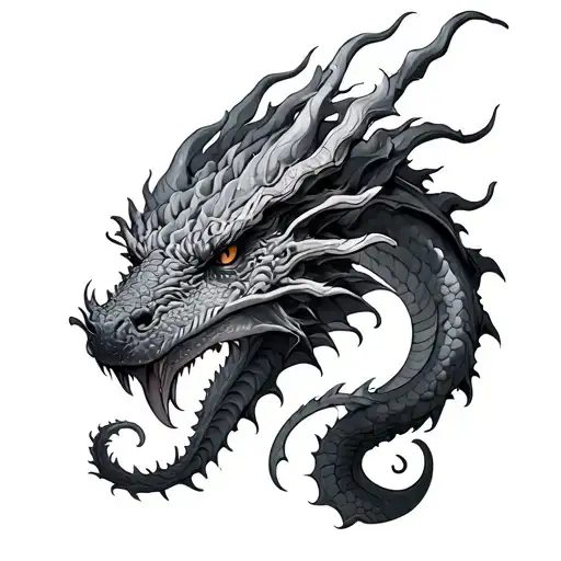hydra dragon with 3 heads tattoo design idea