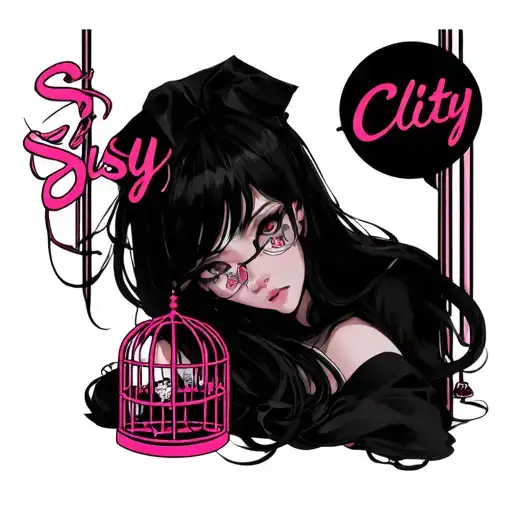 "Sissy Clitty" chastity cage tattoo design idea
