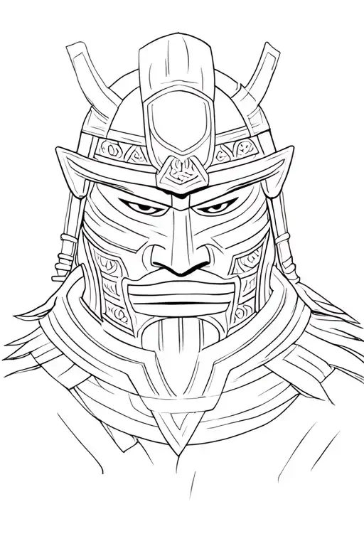 samurai warrior mask and face tattoo design idea