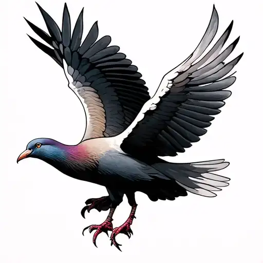 Flying dove facing forward tattoo design idea