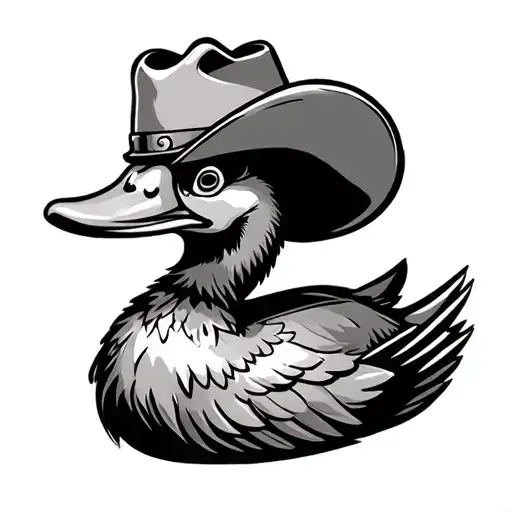 cowboy duck tattoo design idea