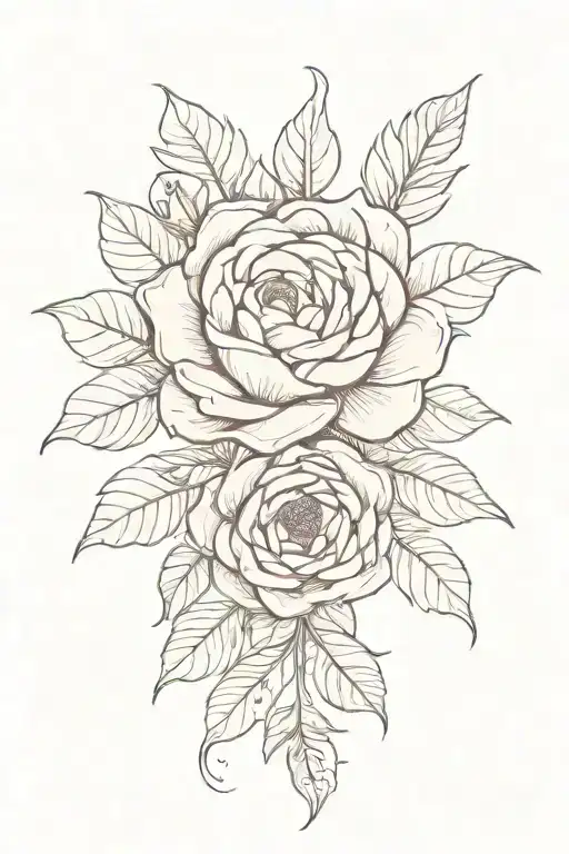burgundy flower from belly to thigh Women's tattoo color tattoo design idea