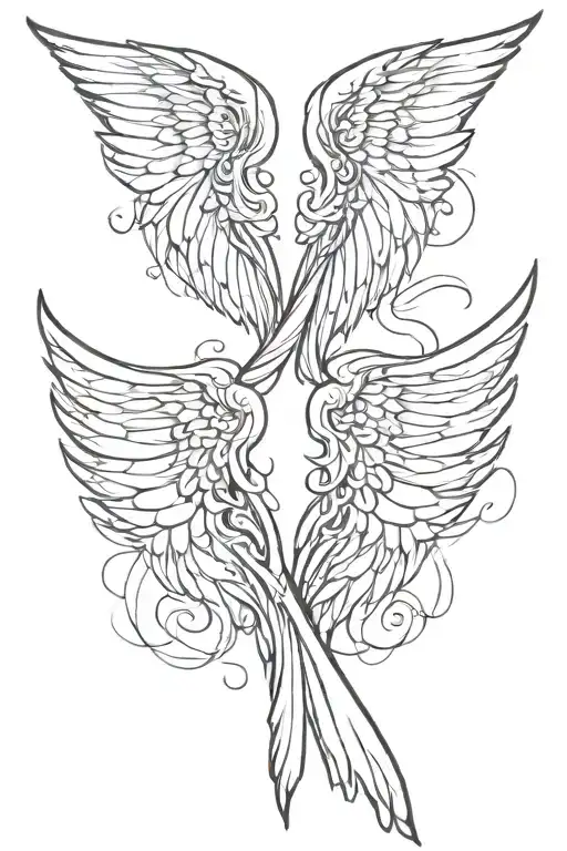 angel wings spread tattoo design idea