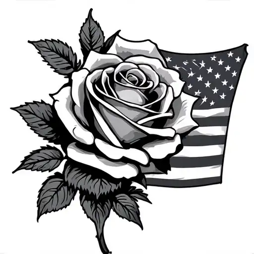 American Flag Rose tattoo design idea