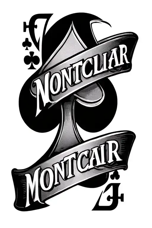 a upper arm sleeve with the name Montclair being the focus with a ace of spades. go for a old school gangster vibe  tattoo design idea