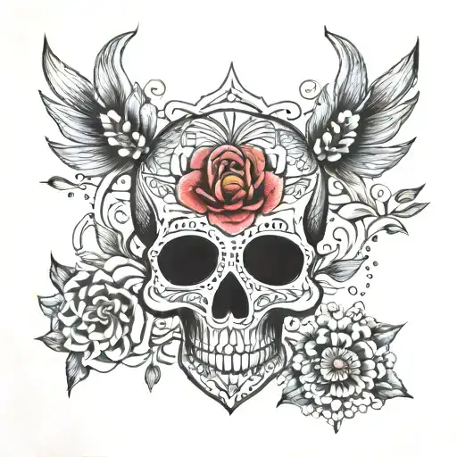 mandala skull pointillism mandala heart shoulder tattoo design idea