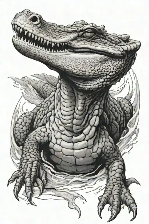 realism style tattoo crocodile swimming tattoo design idea