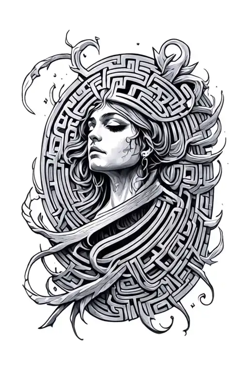 labyrinth tattoo design idea