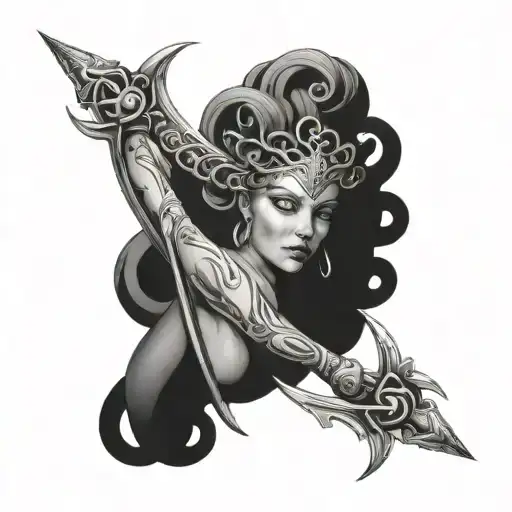 medusa and crossbow tattoo design idea