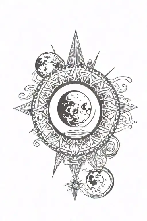hippie moon tarot card featuring tattoo design idea