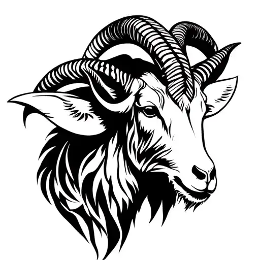 goats head with horns tattoo design idea