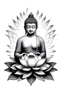 buddha lotus flower blooming tattoo design idea