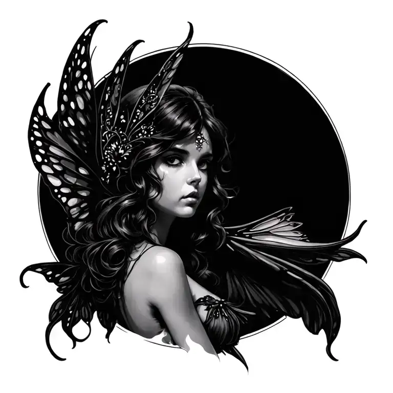 Black Fairy tattoo design idea