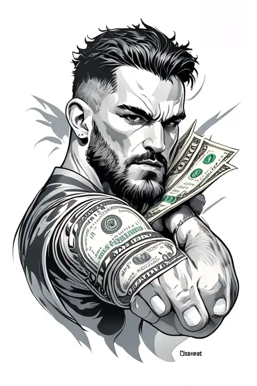 I dream of a figure with tough and strong looks, on the one hand, let him emphasize money and being strong tattoo design idea