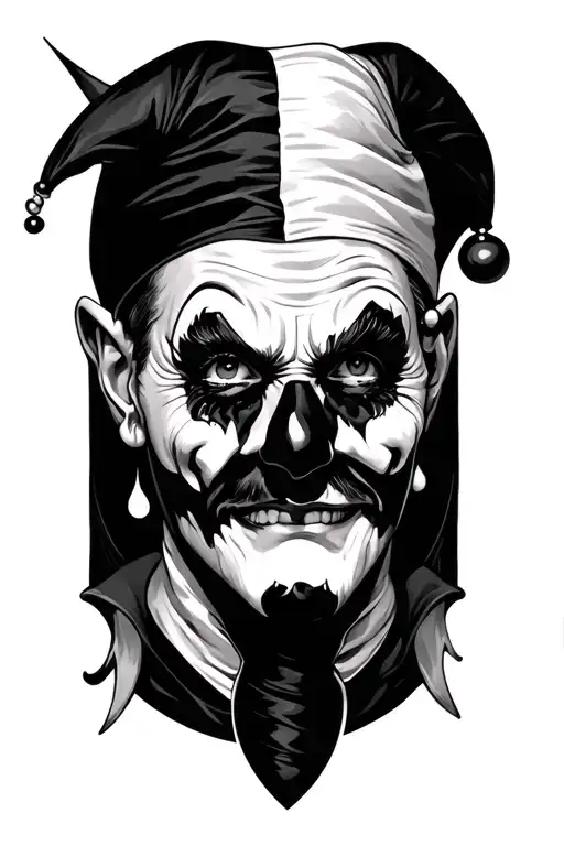 double -face jester tattoo design idea