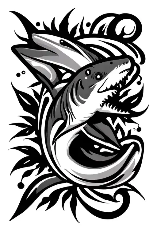 hawaii tribal tattoo featuring small shark  tattoo design idea