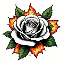 firery rose tattoo on wedding ring finger tattoo design idea
