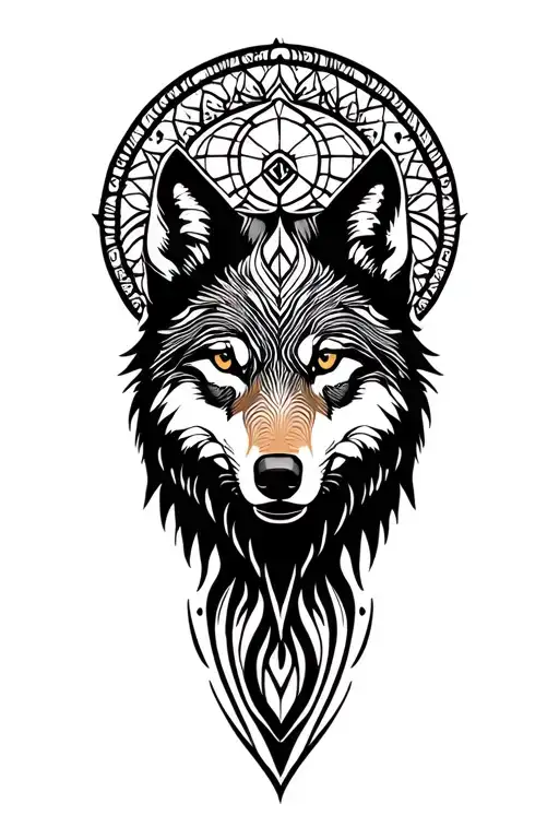 Mandala Wolf tattoo design idea