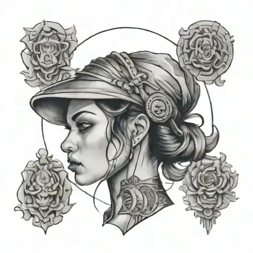 girl with 999 on her head tattoo design idea