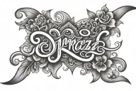 Espinoza word cursive tattoo design idea