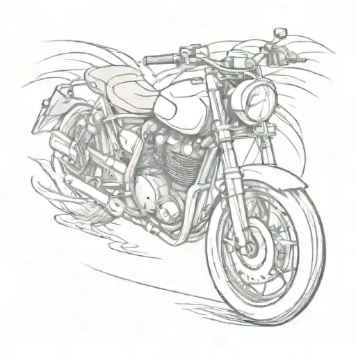 A sketch style tattoo of a motorcycle drifting around a sharp turn, representing your passion for bikes and the adrenaline rush of drift racing tattoo design idea